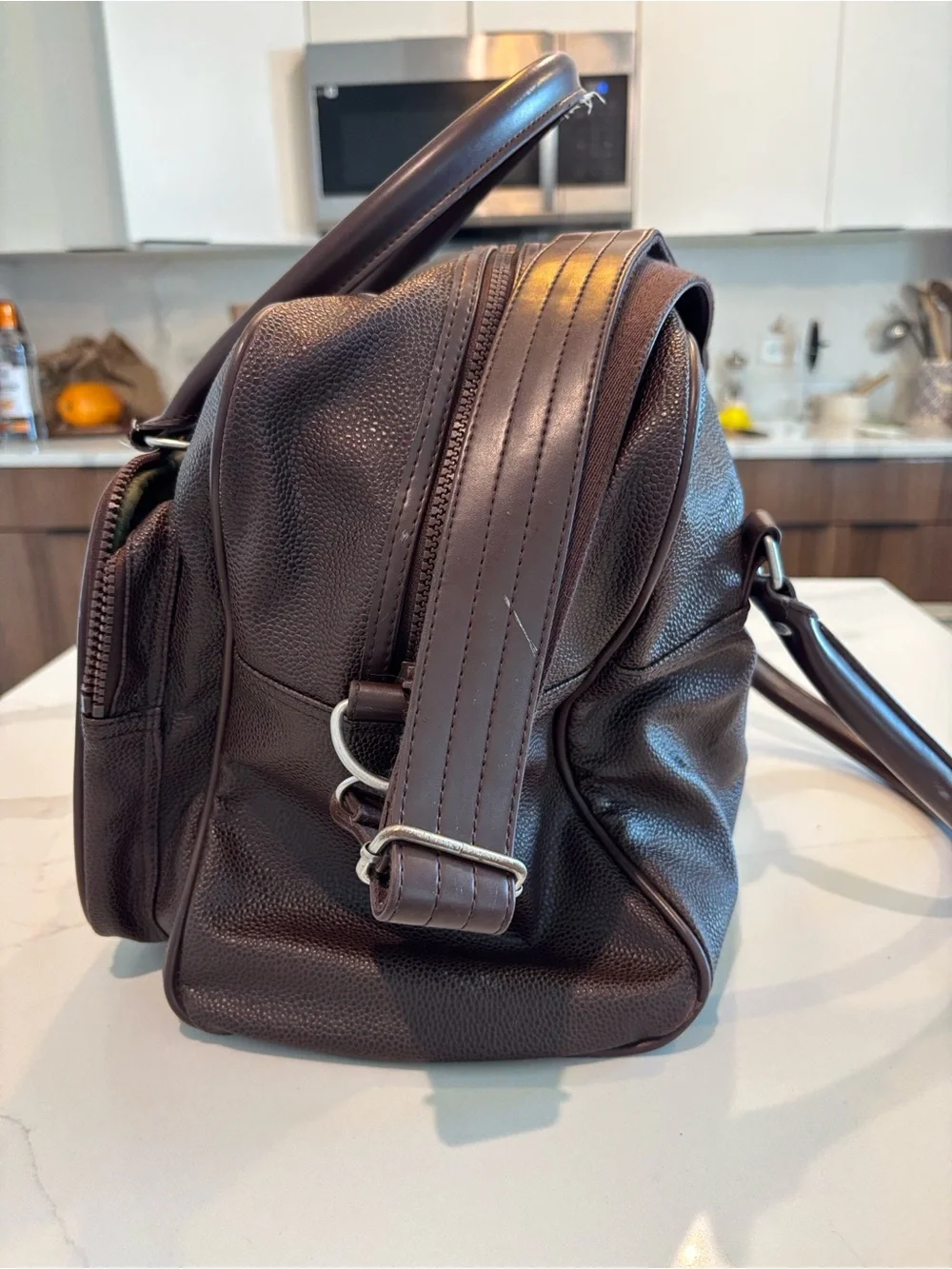 Fred Perry Brown Pebble-Grain Duffel with Laurel Logo